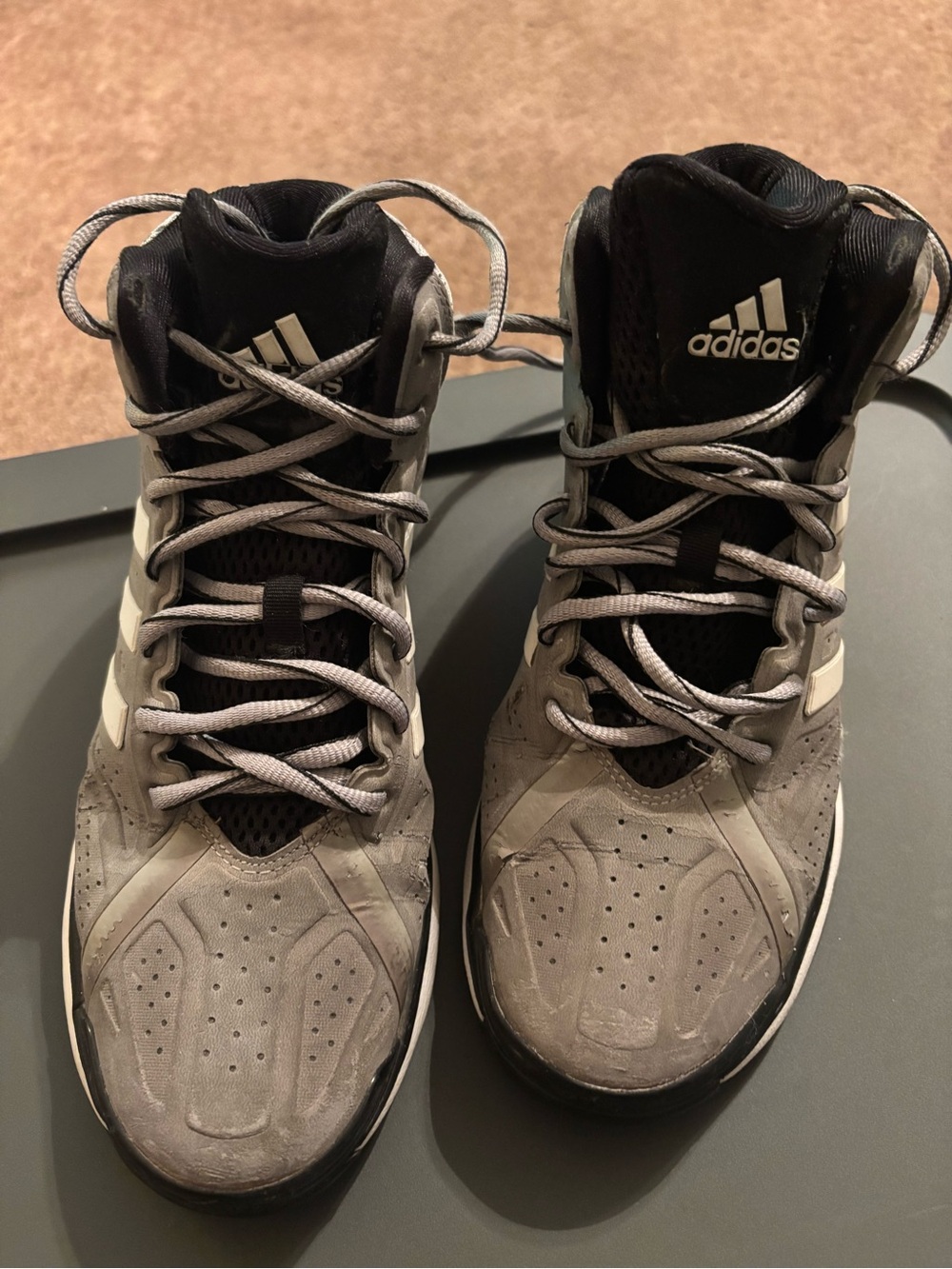 Adidas Men's Gray and Black High-Top Athletic Shoes